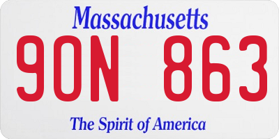 MA license plate 9ON863