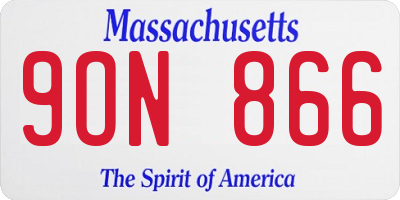 MA license plate 9ON866
