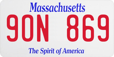 MA license plate 9ON869