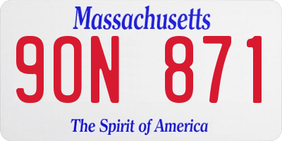 MA license plate 9ON871