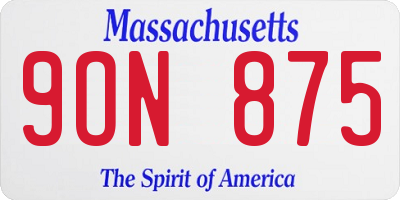 MA license plate 9ON875