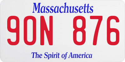 MA license plate 9ON876