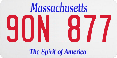 MA license plate 9ON877
