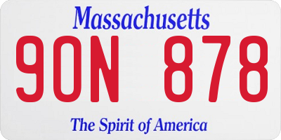 MA license plate 9ON878