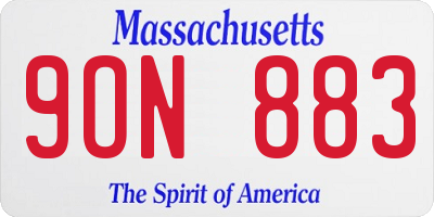 MA license plate 9ON883