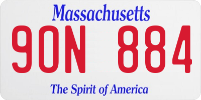 MA license plate 9ON884