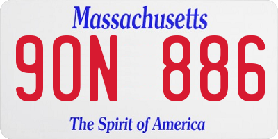 MA license plate 9ON886