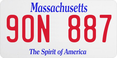 MA license plate 9ON887