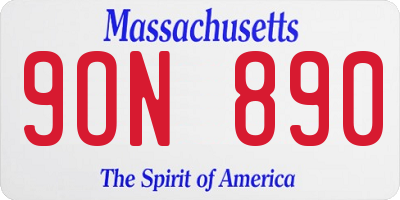 MA license plate 9ON890
