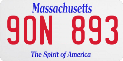 MA license plate 9ON893