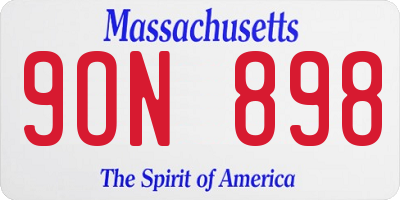 MA license plate 9ON898