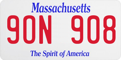 MA license plate 9ON908
