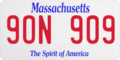 MA license plate 9ON909