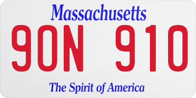 MA license plate 9ON910