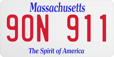 MA license plate 9ON911