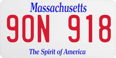 MA license plate 9ON918