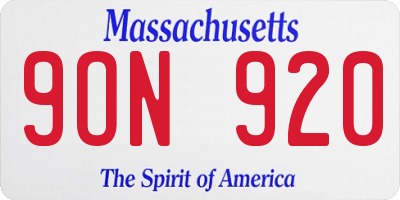 MA license plate 9ON920