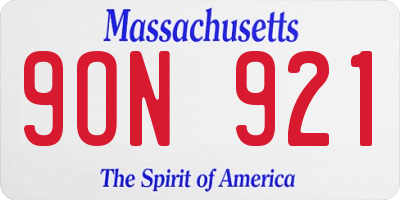 MA license plate 9ON921