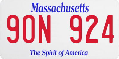 MA license plate 9ON924