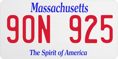 MA license plate 9ON925