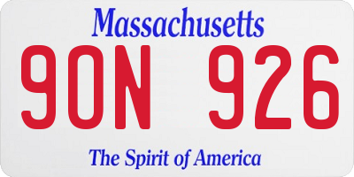 MA license plate 9ON926