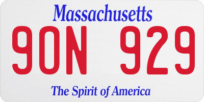 MA license plate 9ON929