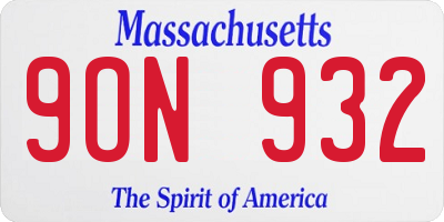 MA license plate 9ON932