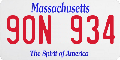 MA license plate 9ON934