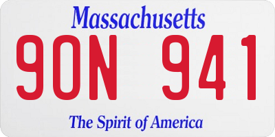 MA license plate 9ON941