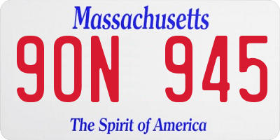 MA license plate 9ON945