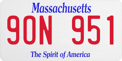 MA license plate 9ON951