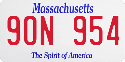 MA license plate 9ON954