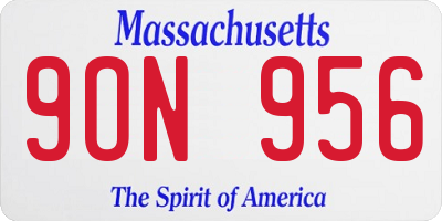 MA license plate 9ON956