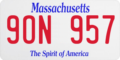 MA license plate 9ON957