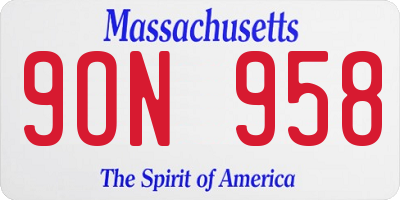MA license plate 9ON958