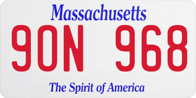 MA license plate 9ON968
