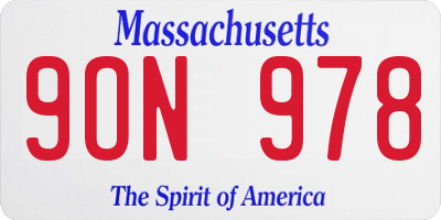 MA license plate 9ON978