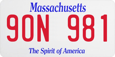 MA license plate 9ON981