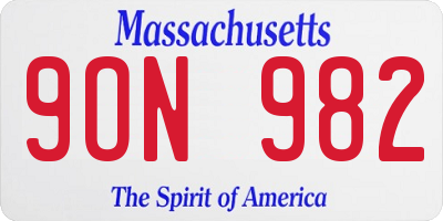 MA license plate 9ON982