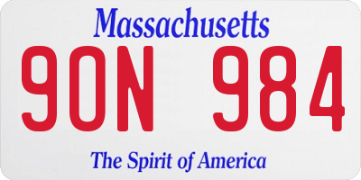 MA license plate 9ON984