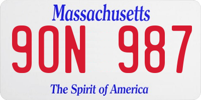 MA license plate 9ON987