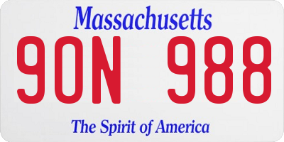 MA license plate 9ON988