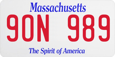 MA license plate 9ON989
