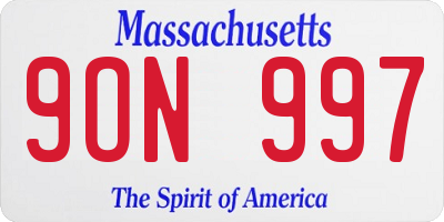 MA license plate 9ON997