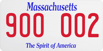 MA license plate 9OO002