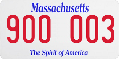 MA license plate 9OO003