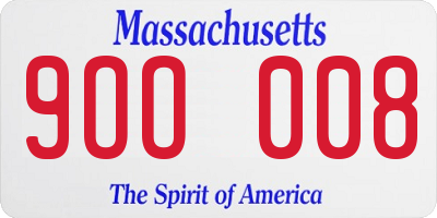 MA license plate 9OO008