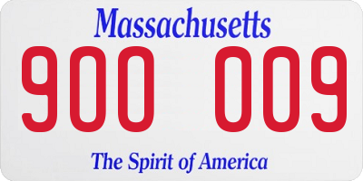 MA license plate 9OO009