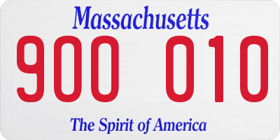 MA license plate 9OO010