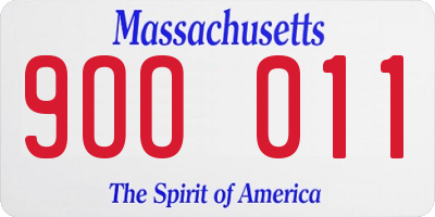 MA license plate 9OO011